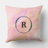 *~*のモノグラムのピンクの虹色のAbrstractの大理石 クッション (裏面)
