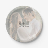 のモノグラムの写結婚真プレート ペーパープレート (正面)