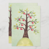 のモノグラム結婚アップルツリーカービング招待状 招待状 (正面/裏面)