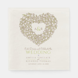 のモノグラム結婚クリームチューリップリースインクスケッチ スタンダードランチョンナプキン