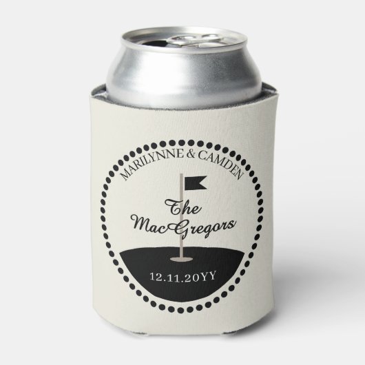 のモノグラム結婚デイトゴルフをテーマにした 缶クーラー (缶正面)