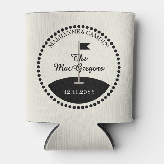 のモノグラム結婚デイトゴルフをテーマにした 缶クーラー (正面)