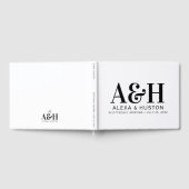 のモノグラム結婚ブラックとホワイト洗練 ゲストブック (全面)