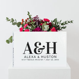 のモノグラム結婚ブラックとホワイト洗練 ゲストブック