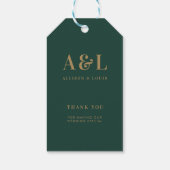 のモノグラム結婚ミニマリストエメラルドグリーン金ゴールド ギフトタグ (裏面)