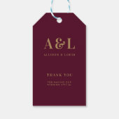 のモノグラム結婚ミニマルなブルゴーニュ金ゴールド ギフトタグ (裏面)