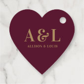 のモノグラム結婚ミニマルなブルゴーニュ金ゴールド フェイバータグ (裏面)