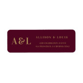 のモノグラム結婚ミニマルなブルゴーニュ金ゴールド ラベル (正面)