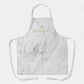 のモノグラム結婚ミニマルシンプルリストホワイトマーブル エプロン (正面)