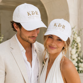 のモノグラム結婚ミニマルシンプルリスト金ゴールドとホワイト キャップ