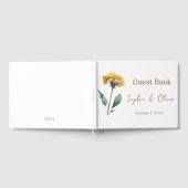 のモノグラム結婚ミニマルシンプルリスト金ゴールドとホワイト ゲストブック (全面)
