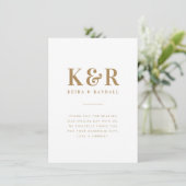 のモノグラム結婚ミニマルシンプルリスト金ゴールドとホワイト サンキューカード (スタンド正面)