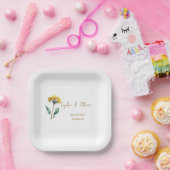 のモノグラム結婚ミニマルシンプルリスト金ゴールドとホワイト ペーパープレート (パーティー)