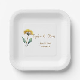 のモノグラム結婚ミニマルシンプルリスト金ゴールドとホワイト ペーパープレート