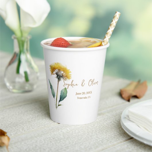 のモノグラム結婚ミニマルシンプルリスト金ゴールドとホワイト 紙コップ (インサイチュ)