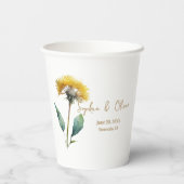 のモノグラム結婚ミニマルシンプルリスト金ゴールドとホワイト 紙コップ (裏面)