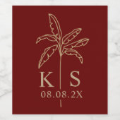 のモノグラム結婚ロゴパームツリーワインラベル ワインラベル (シングルラベル)