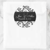 のモノグラム結婚新郎新婦デートペイズリーシール ラウンドシール (バッグ)