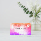 *~*のモモの宇宙ラベンダーおよびピンクの銀河系の星雲 名刺 (スタンド正面)