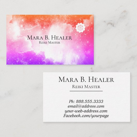 *~*のモモの宇宙ラベンダーおよびピンクの銀河系の星雲 名刺 (正面/裏面)