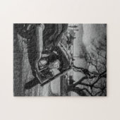 のモーターバイク白黒 ジグソーパズル (横)