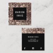 ★のユニークでシックなグリッターの正方形 スクエア名刺 (正面/裏面)