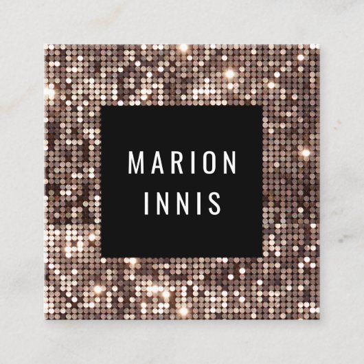 ★のユニークでシックなグリッターの正方形 スクエア名刺 (正面)