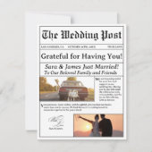 のユニークサンキューカードに関す結婚る新聞 (正面)