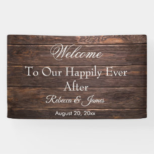 のユニーク旗の後素朴は幸せ結婚に 横断幕