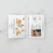 のユニーク結婚目的地Passport金ゴールド世界地図 招待状 (内部)