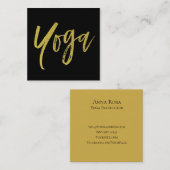 *~*のヨガのインストラクターの先生の黒の金ゴールドのモダン スクエア名刺 (正面/裏面)