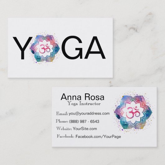 *~*のヨガの先生のインストラクターの水彩画 名刺 (正面/裏面)