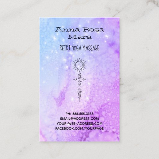 *~*のヨガの日曜日の女性の月の夢の霊気のマッサージ 名刺 (裏面)