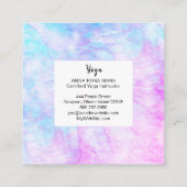 *~*のヨガの治療師のレースの白い曼荼羅のマゼンタの紫色 スクエア名刺 (裏面)