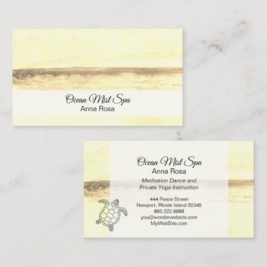 *~*のヨガの海のサティの黙想のウミガメ 名刺 (正面/裏面)