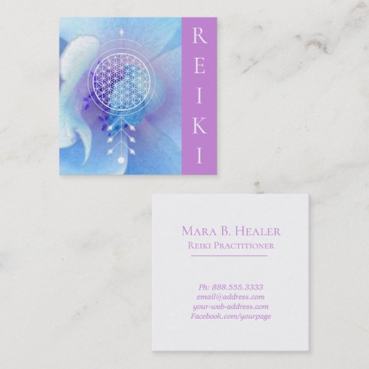 *~*のヨガの生命霊気の神聖な幾何学の花 スクエア名刺 (正面/裏面)