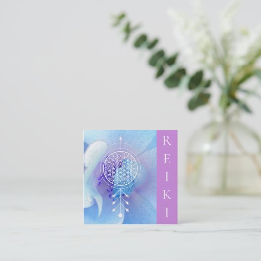 *~*のヨガの生命霊気の神聖な幾何学の花 スクエア名刺 (スタンド正面)