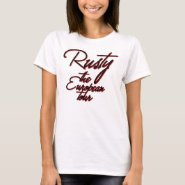 のヨーロッパ旅行の休暇のおもしろいな女性錆ついた Tシャツ