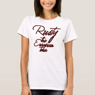 のヨーロッパ旅行の休暇のおもしろいな女性錆ついた Tシャツ
