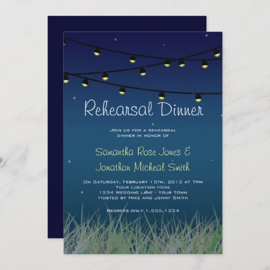 のラつるイツが星の下でリハーサルするディナー 招待状 (正面/裏面)