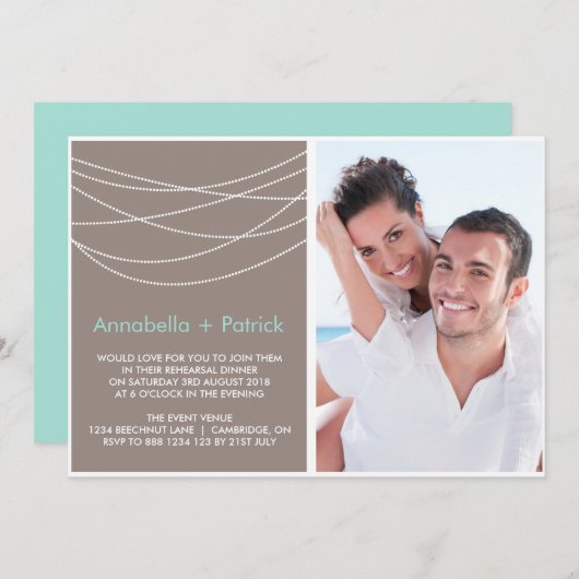 のラぶら下がったイツリハーサル夕食写真招待状 招待状 (正面/裏面)