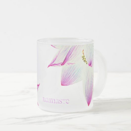 *~*のライトによって満たされるはす霊気のヨガのマッサージのナマステ フロストグラスマグカップ (正面右)
