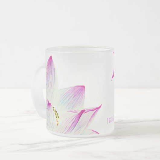 *~*のライトによって満たされるはす霊気のヨガのマッサージのナマステ フロストグラスマグカップ (正面左)