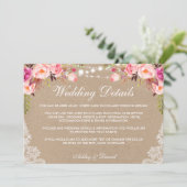 のライト結婚レースピンク詳細クラフト挿入 カード (スタンド正面)