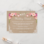 のライト結婚レースピンク詳細クラフト挿入 カード (正面/裏面インサイチュ)