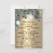 のライ結婚トグリーン素朴ドレスダイヤモンド金ゴールド 招待状 (正面)