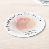 のラウンド結婚紙コースターピーチピンクローズブド ラウンドペーパーコースター (アングル)