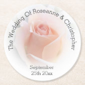 のラウンド結婚紙コースターピーチピンクローズブド ラウンドペーパーコースター (正面)