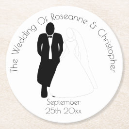 のラウンド結婚紙コースター新郎新婦 ラウンドペーパーコースター