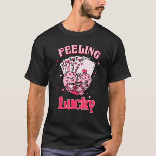 のラッキー感じハッピーバレンタインデーポケットアパレル Tシャツ